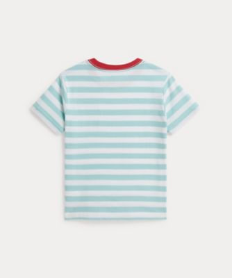 ストライプド コットン ジャージー ポケット Tシャツ