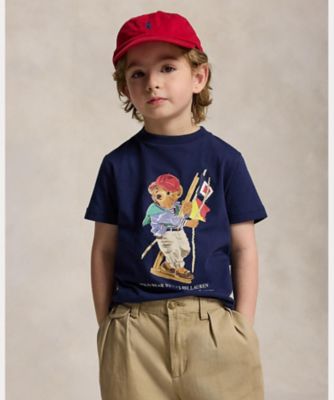 【よしこ】ラルフローレン ポロベア ロゴコットンTシャツ えんじ Polo ベア コットン ジャージー Tシャツ