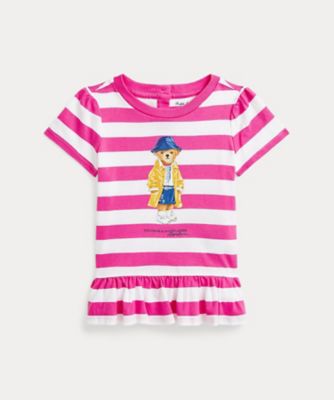 POLO RALPH LAUREN CHILDRENS WEAR /ポロ ラルフ ローレン チルドレンズウェア ストライプド Polo ベア コットン ペプラム Tシャツ CWPOTSHF8020136