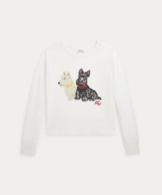 ＜POLO RALPH LAUREN CHILDRENS WEAR ＞ドッグプリント　ジャージー　ボクシー　ロングスリーブ　Ｔシャツ