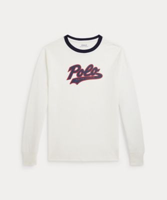ロゴ ストライプド コットン ロングスリーブ Tシャツ