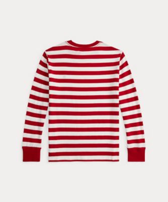 ストライプド コットン ロングスリーブ Tシャツ