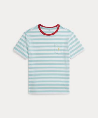 ストライプド コットン ジャージー ポケット Tシャツ