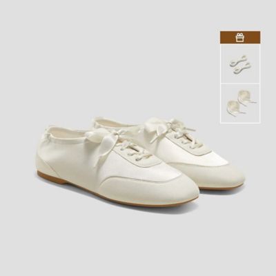 VIVAIA [Cristina] レースアップ サテン スニーカー　36.5 VIVAIA Cristina レースアップシューズ サテンスニーカー リボン 白