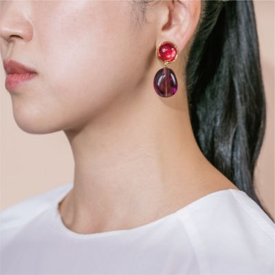 ルミエール バイカラーイヤリング ルージュ×バイオレット | CECILE ET  