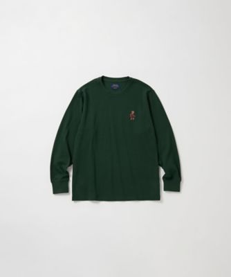 ワッフルロングスリーブクルーネック ホリデーベア刺繍 RM8ー