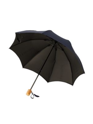 ｍ，ｉ，ｄ，ｎａｖｙ×芦屋ロサブラン　２段折りたたみ晴雨兼用傘　ねじ式竹手元　傘袋付き／タッセル付き