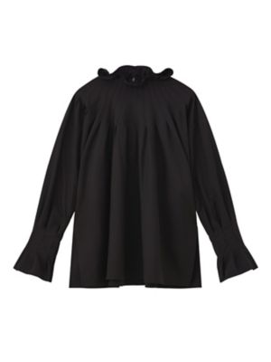 ＜m，i，d， navy＞ストレッチタイプライタータックデザインブラウス