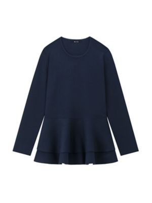 ＜m，i，d， navy＞ラウンドヘムぺプラムニットニットプルオーバー