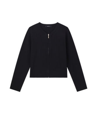 ＜m，i，d， navy＞ジップアップ長袖ニットカーディガン