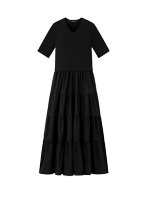 ＜m，i，d， navy＞リブニットドッキングティアードワンピース