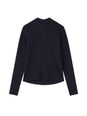 ＜m，i，d， navy＞バックパールボタンハイネックリブニット　Ｇ７４３－３０２