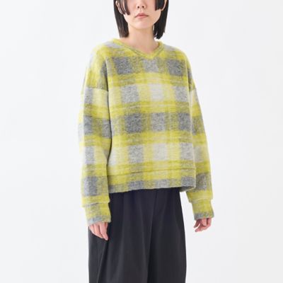 ＜GRANDMA MAMA DAUGHTER (Women)＞スライバーチェックＶネックプルオーバー