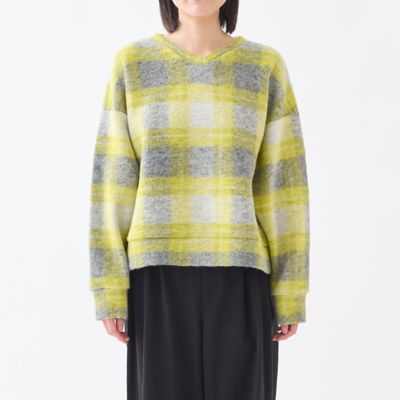 20273 グランドスラム メンズ Vネック長袖トップス 黄色チェック L