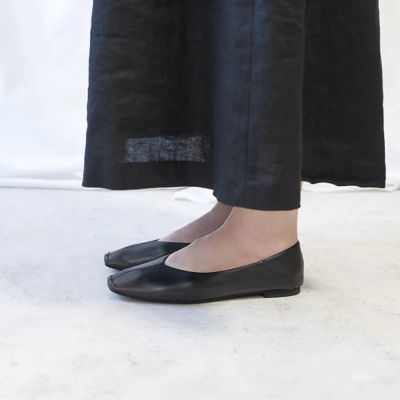 トゥステッチフラットシューズ