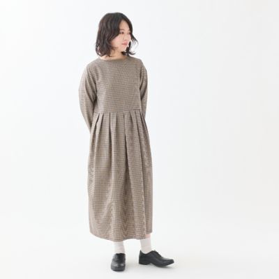 ＜GRANDMA MAMA DAUGHTER (Women)＞ウールチェックウエストタックワンピース
