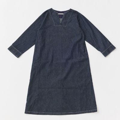 GRANDMA MAMA DAUGHTER (Women)/グランマ ママ ドーター 6.5OZデニム キーネックスモックワンピース 16INDIGO ワンピース・ドレス【三越伊勢丹/公式】