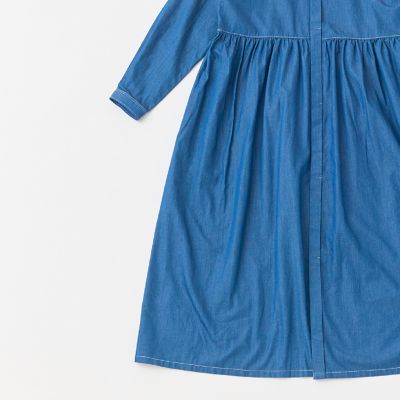 4OZデニム バンドカラーギャザーワンピース | GRANDMA MAMA