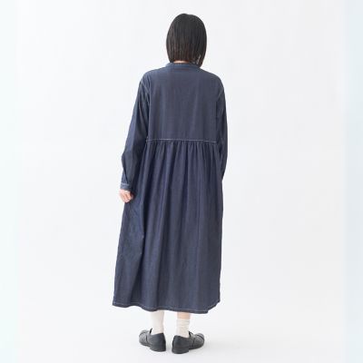 グランマママドーター　バンドカラー　シャツワンピース チェックバンドカラービブワンピース | GRANDMA MAMA DAUGHTER