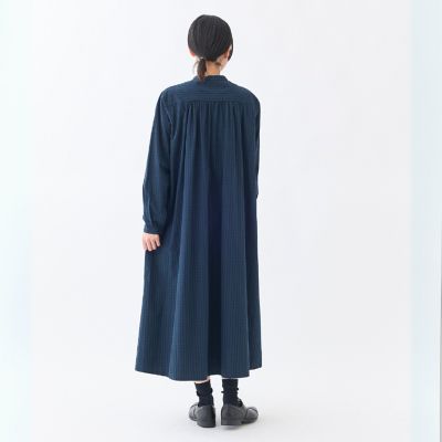 グランマママドーター　バンドカラー　シャツワンピース 22ss美品 グランマママドーター シャツワンピース バンドカラー