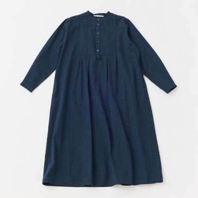 GRANDMA MAMA DAUGHTER レトロチェックスタンドワンピース GRANDMA MAMA DAUGHTER toro スタンドカラーワイドワンピース