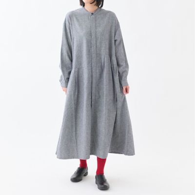 コットンシルクアシメタックバンドカラーワンピース | GRANDMA