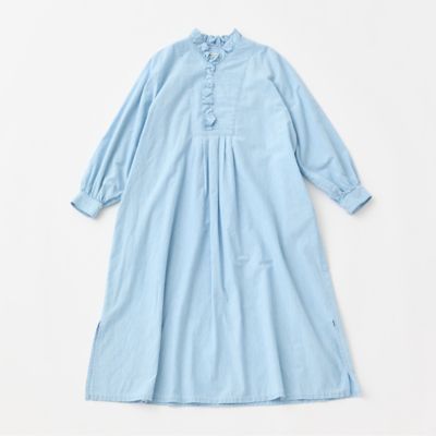 インディゴシャンブレーフリルネックワンピース | GRANDMA MAMA