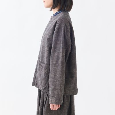 新品 グランマママドーター 20SS リネンノーカラージャケット 0 ゆったり 新品 グランマママドーター 20SS リネンノーカラージャケット 0