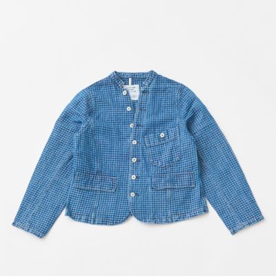 ＜GRANDMA MAMA DAUGHTER (Women)＞『ＩＮＤＩＧＯ　ＣＨＥＣＫ』ビッグポケットスタンドテーラードジャケット