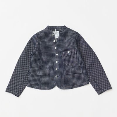 ＜GRANDMA MAMA DAUGHTER (Women)＞『ＩＮＤＩＧＯ　ＣＨＥＣＫ』ビッグポケットスタンドテーラードジャケット