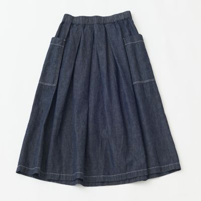 ＜GRANDMA MAMA DAUGHTER (Women)＞６ｏｚメンアサデニムサイドポケットタックスカート