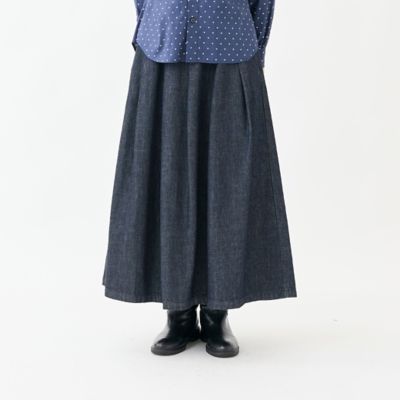 【惣次郎】やまと謹製！ゆったりトールサイズ！麻の着物〜ラベンダー系チェック〜 10OZデニムタックロングスカート | GRANDMA MAMA DAUGHTER (Women