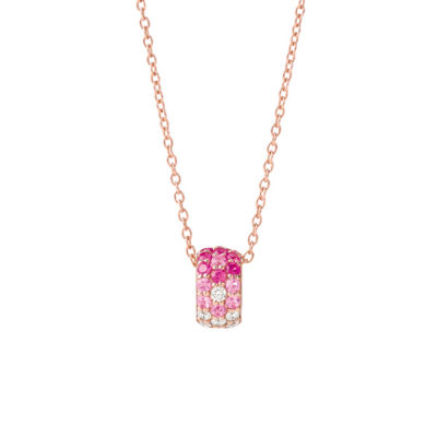 ブランド 新品 ピンク サファイア ダイヤモンド ネックレス K18WG