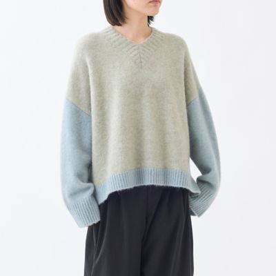 ＜GRANDMA MAMA DAUGHTER (Women)＞カラーコンビネーションＶネックニット