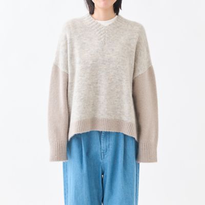 カラーコンビネーションVネックニット | GRANDMA MAMA DAUGHTER