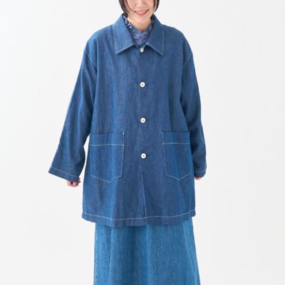 6OZ綿麻デニムオーバーサイズミドルコート | GRANDMA MAMA DAUGHTER