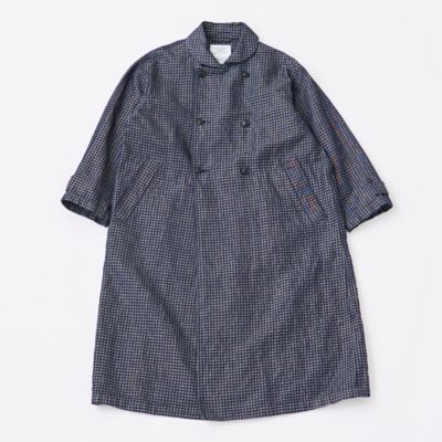 Indigo Check」 ラウンドカラーコート | GRANDMA MAMA