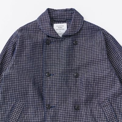 Indigo Check」 ラウンドカラーコート | GRANDMA MAMA