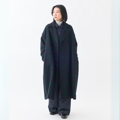 ＜GRANDMA MAMA DAUGHTER (Women)＞ループチェックメルトンロングコート
