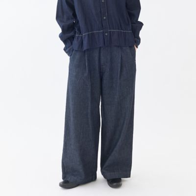 コットンレーヨンストレッチ セミワイドクロップドパンツ
