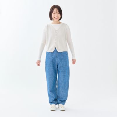 INDIGO CHECK』サイドジップパンツ | GRANDMA MAMA