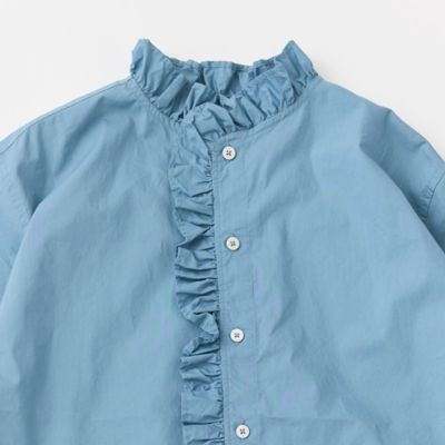 グランマ ママ ドーター 定価2,2万 シャンブレーフリルスタンドカラーシャツ グランマ ママ ドーター 定価2,2万 シャンブレーフリルスタンド