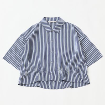 ＜GRANDMA MAMA DAUGHTER (Women)＞ストライプハーフスリーブフリルヘムシャツ