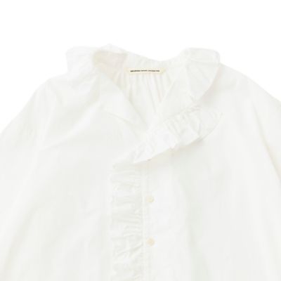 【GRANDMAMAMADAUGHTER】25SS GS2514151 アシンメトリーフリルノーカラーシャツ七分袖ブラウス GRANDMAMAMADAUGHTER】25SS GS2514151 アシンメトリーフリルノーカラー