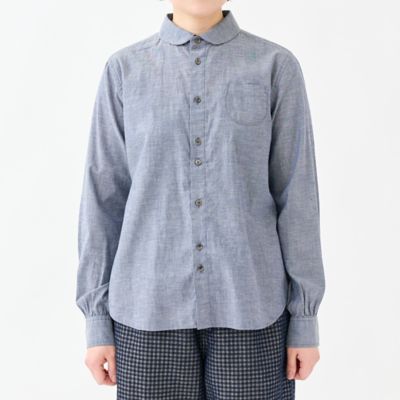 シャンブレーラウンドカラーバックギャザーシャツ | GRANDMA MAMA