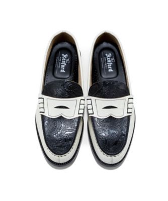 ローファー　Ｔｈｅ　Ｋｅｎｆｏｒｄ　Ｆｉｎｅｓｈｏｅｓ　ホワイトブラックペイズリー　ラバーソール　Ｋ００４ＺＯＤＩ＿＿＿ＷＴＢＬ