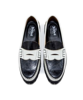 ローファー　Ｔｈｅ　Ｋｅｎｆｏｒｄ　Ｆｉｎｅｓｈｏｅｓ　ホワイトブラックペイズリー　タンクソール　Ｋ００５ＺＯＤＩ＿＿＿ＷＴＢＬ