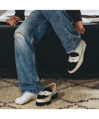 ローファー　Ｔｈｅ　Ｋｅｎｆｏｒｄ　Ｆｉｎｅｓｈｏｅｓ　ホワイトブラックペイズリー　タンクソール　Ｋ００５ＺＯＤＩ＿＿＿ＷＴＢＬ