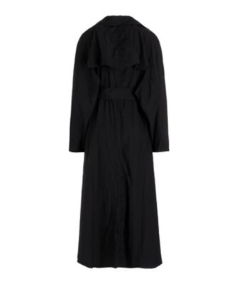 LIMI feu コットン スナップ釦 ロングジャケット 黒Ｓ NYLON TAFFETA LONG TRENCH COAT LKー