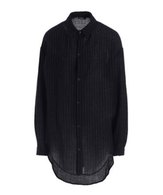 ＜LIMI feu (Women)＞ＳＴＲＩＰＥ　ＧＡＵＺＥ　ＮＥＣＫ　ＴＵＣＫ　ＳＨＩＲＴ　ＬＬーＢ０１ー１２０